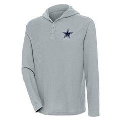Dallas Cowboys Antigua Strong Hold Long Sleeve Henley Hoodie T-Shirt Gray | NFL