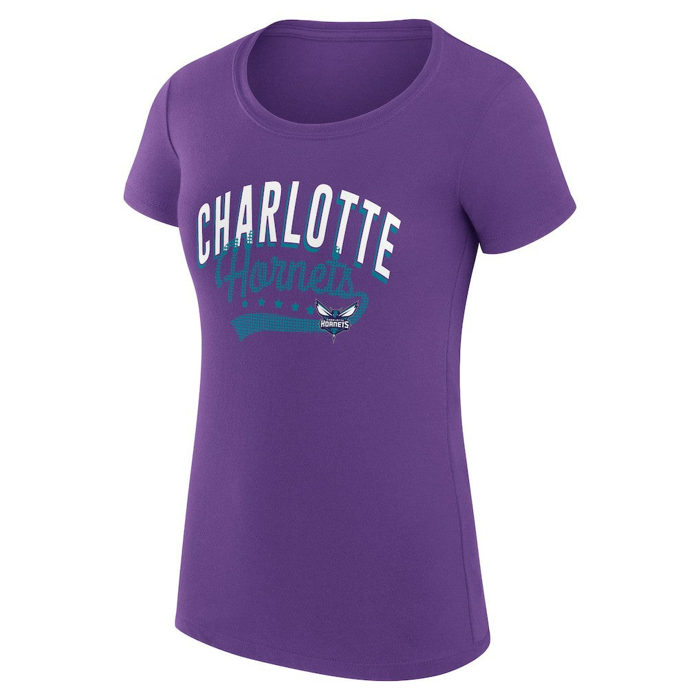 Charlotte Hornets G-III 4Her by Carl Banks Women's Super-Slim Fit Lightweight Filigree Logo T-Shirt - Purple - NBA