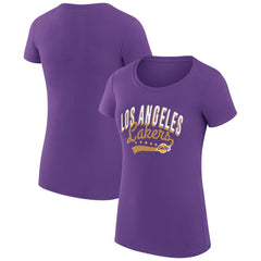 Los Angeles Lakers G-III 4Her by Carl Banks Women's Super-Slim Fit Lightweight Filigree Logo T-Shirt - Purple - NBA