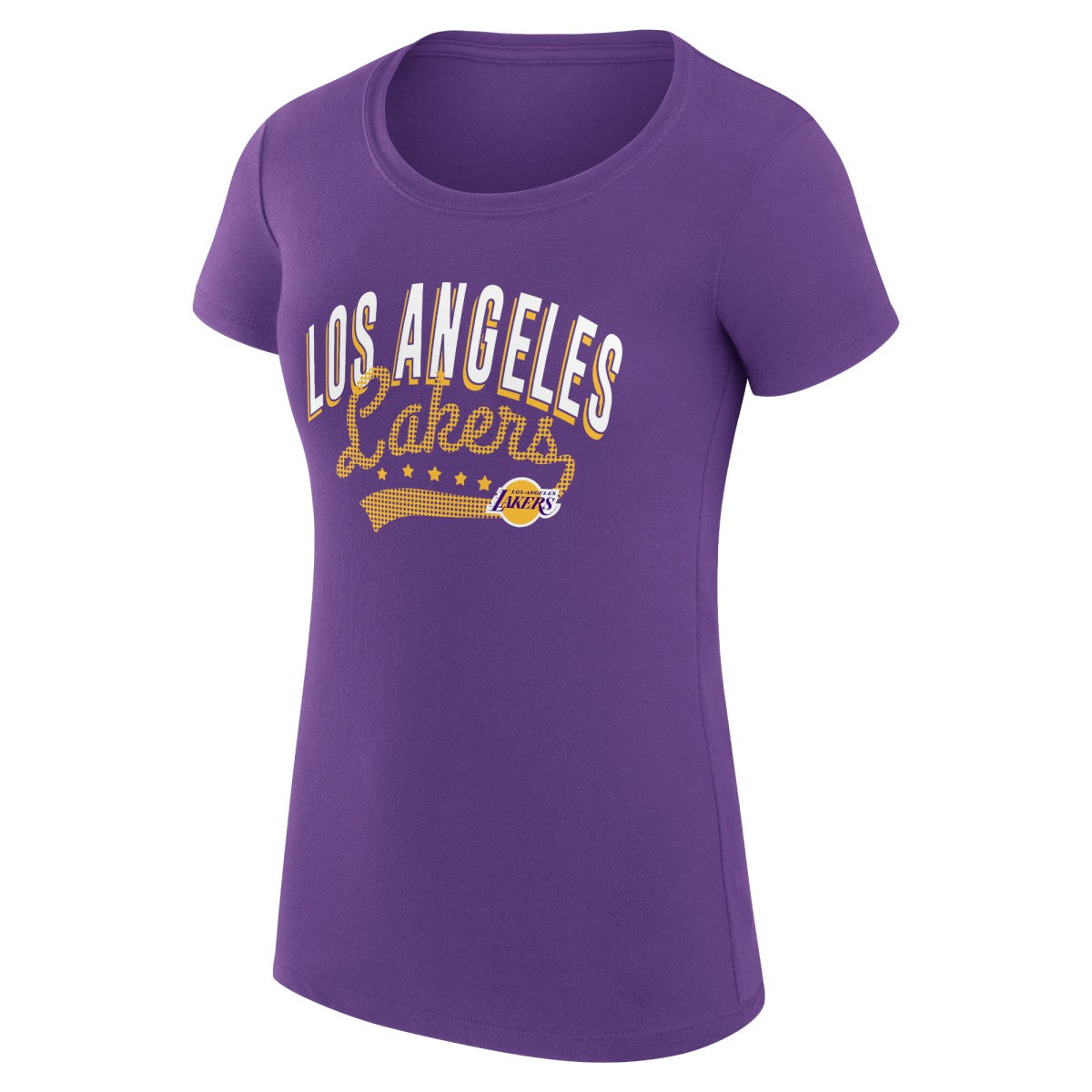 Los Angeles Lakers G-III 4Her by Carl Banks Women's Super-Slim Fit Lightweight Filigree Logo T-Shirt - Purple - NBA