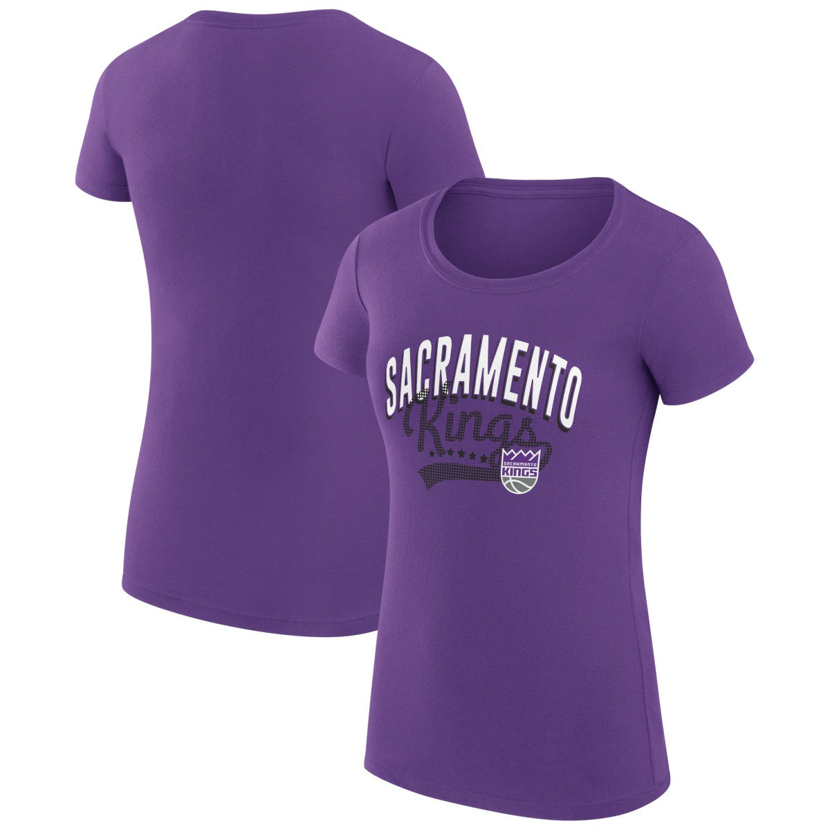 Sacramento Kings G-III 4Her by Carl Banks Women's Super-Slim Fit Lightweight Filigree Logo T-Shirt - Purple - NBA