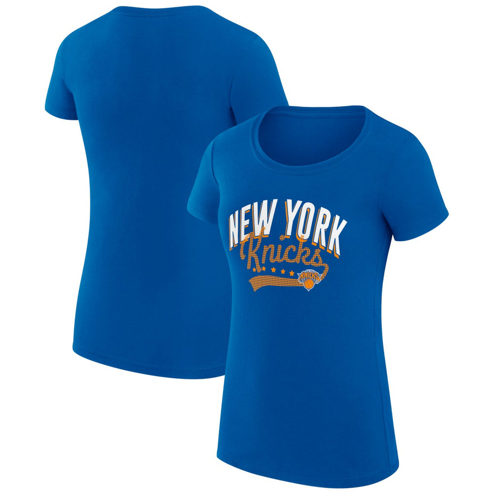 New York Knicks G-III 4Her by Carl Banks Women's Super-Slim Fit Lightweight Filigree Logo T-Shirt - Blue - NBA