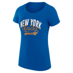 New York Knicks G-III 4Her by Carl Banks Women's Super-Slim Fit Lightweight Filigree Logo T-Shirt - Blue - NBA