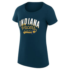 Indiana Pacers G-III 4Her by Carl Banks Women's Super-Slim Fit Lightweight Filigree Logo T-Shirt - Navy - NBA
