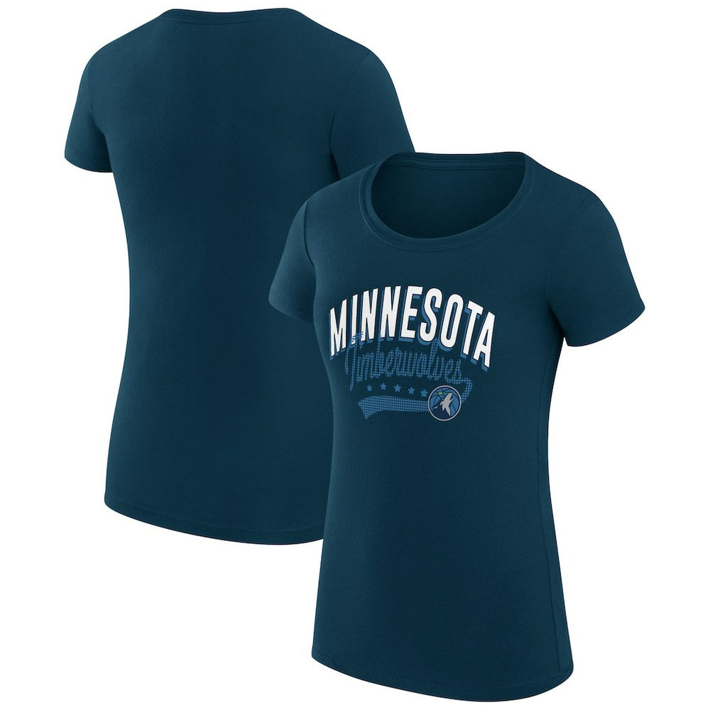 Minnesota Timberwolves G-III 4Her by Carl Banks Women's Super-Slim Fit Lightweight Filigree Logo T-Shirt - Navy - NBA