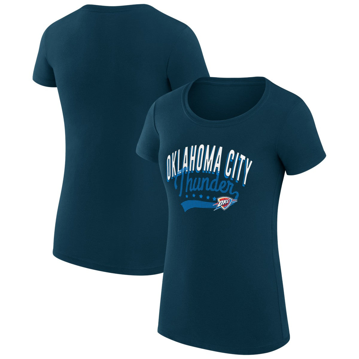 Oklahoma City Thunder G-III 4Her by Carl Banks Women's Super-Slim Fit Lightweight Filigree Logo T-Shirt - Navy - NBA