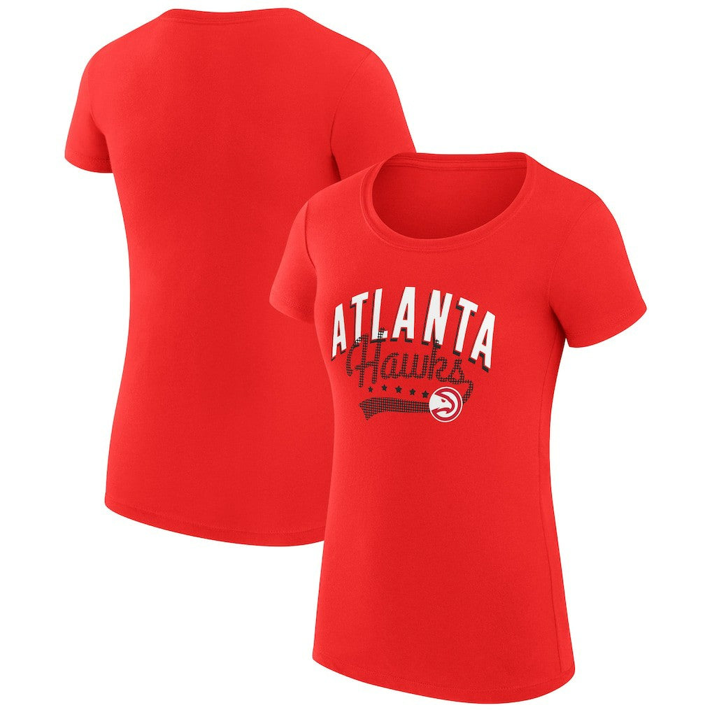 Atlanta Hawks G-III 4Her by Carl Banks Women's Super-Slim Fit Lightweight Filigree Logo T-Shirt - Red - NBA