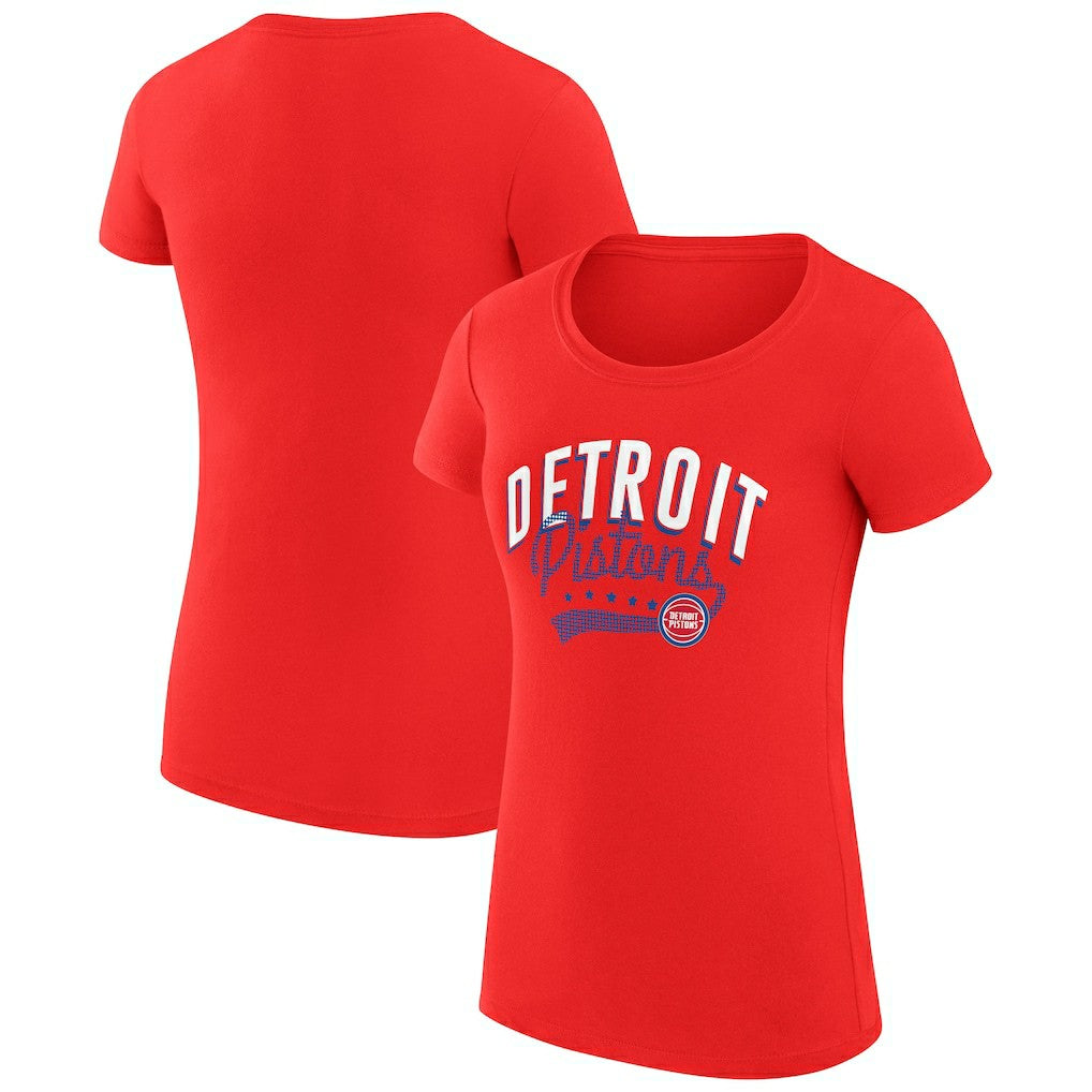 Detroit Pistons G-III 4Her by Carl Banks Women's Super-Slim Fit Lightweight Filigree Logo T-Shirt - Red - NBA