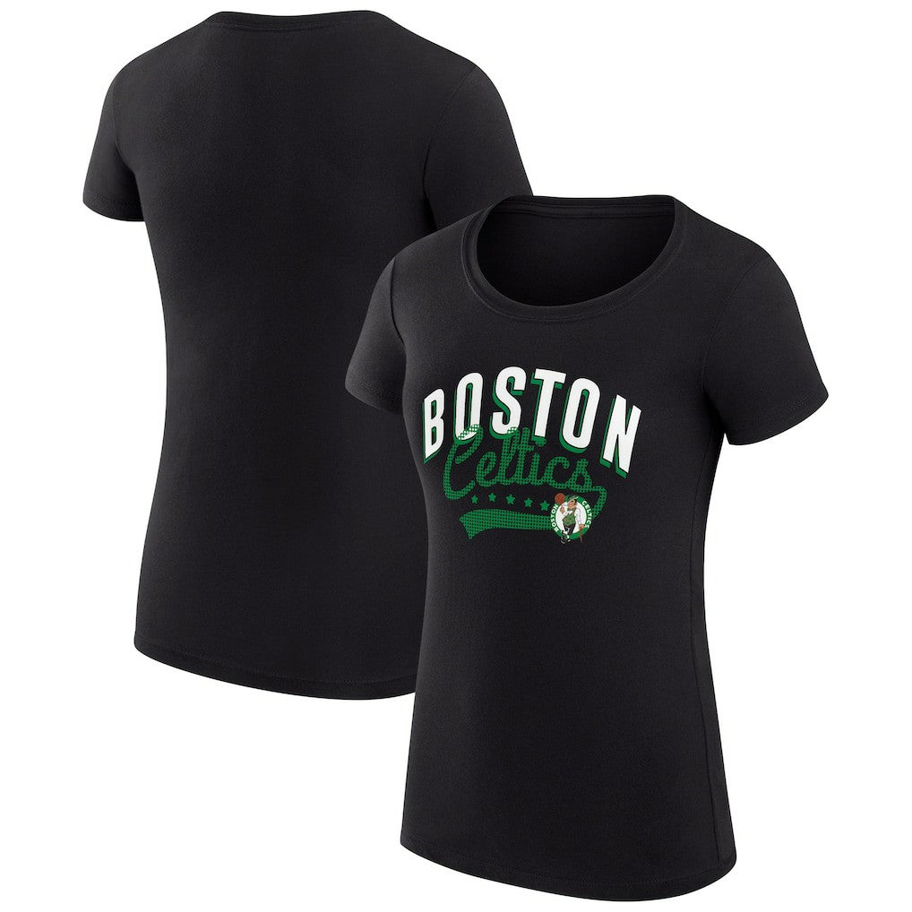 Boston Celtics G-III 4Her by Carl Banks Women's Super-Slim Fit Lightweight Filigree Logo T-Shirt - Black - NBA