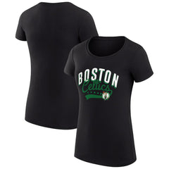 Boston Celtics G-III 4Her by Carl Banks Women's Super-Slim Fit Lightweight Filigree Logo T-Shirt - Black - NBA