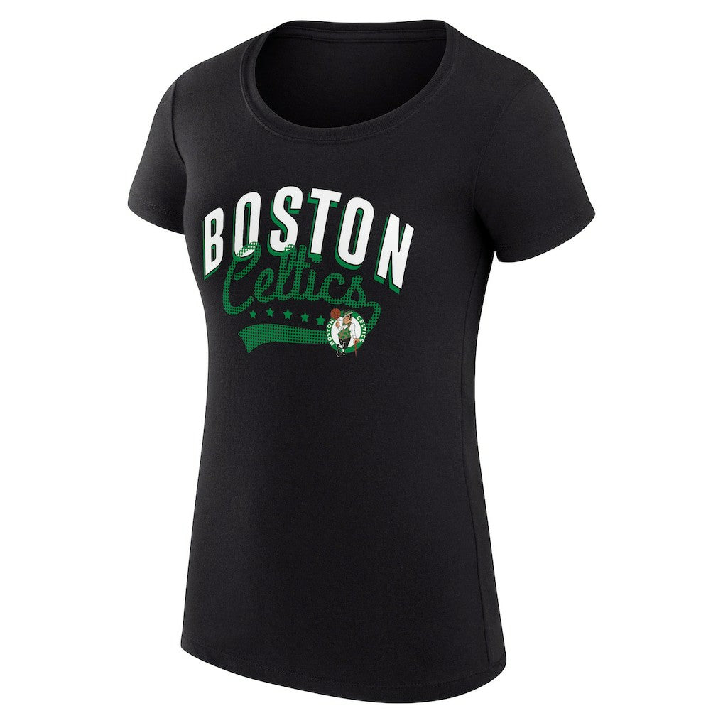Boston Celtics G-III 4Her by Carl Banks Women's Super-Slim Fit Lightweight Filigree Logo T-Shirt - Black - NBA