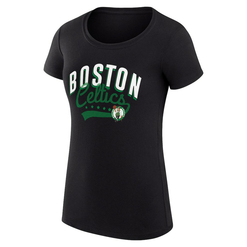 Boston Celtics G-III 4Her by Carl Banks Women's Super-Slim Fit Lightweight Filigree Logo T-Shirt - Black - NBA