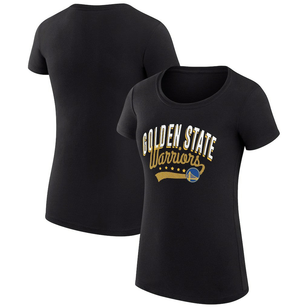 Golden State Warriors G-III 4Her by Carl Banks Women's Super-Slim Fit Lightweight Filigree Logo T-Shirt - Black - NBA