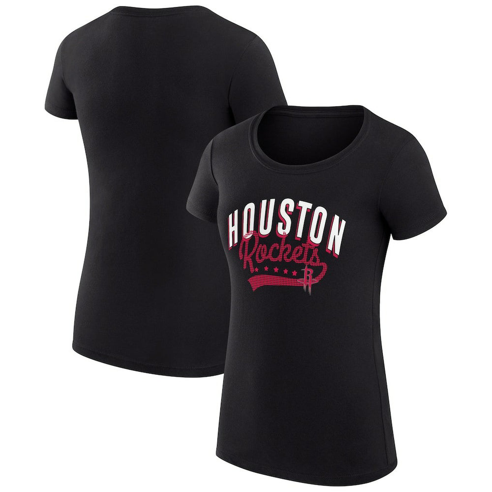 Houston Rockets G-III 4Her by Carl Banks Women's Super-Slim Fit Lightweight Filigree Logo T-Shirt - Black - NBA