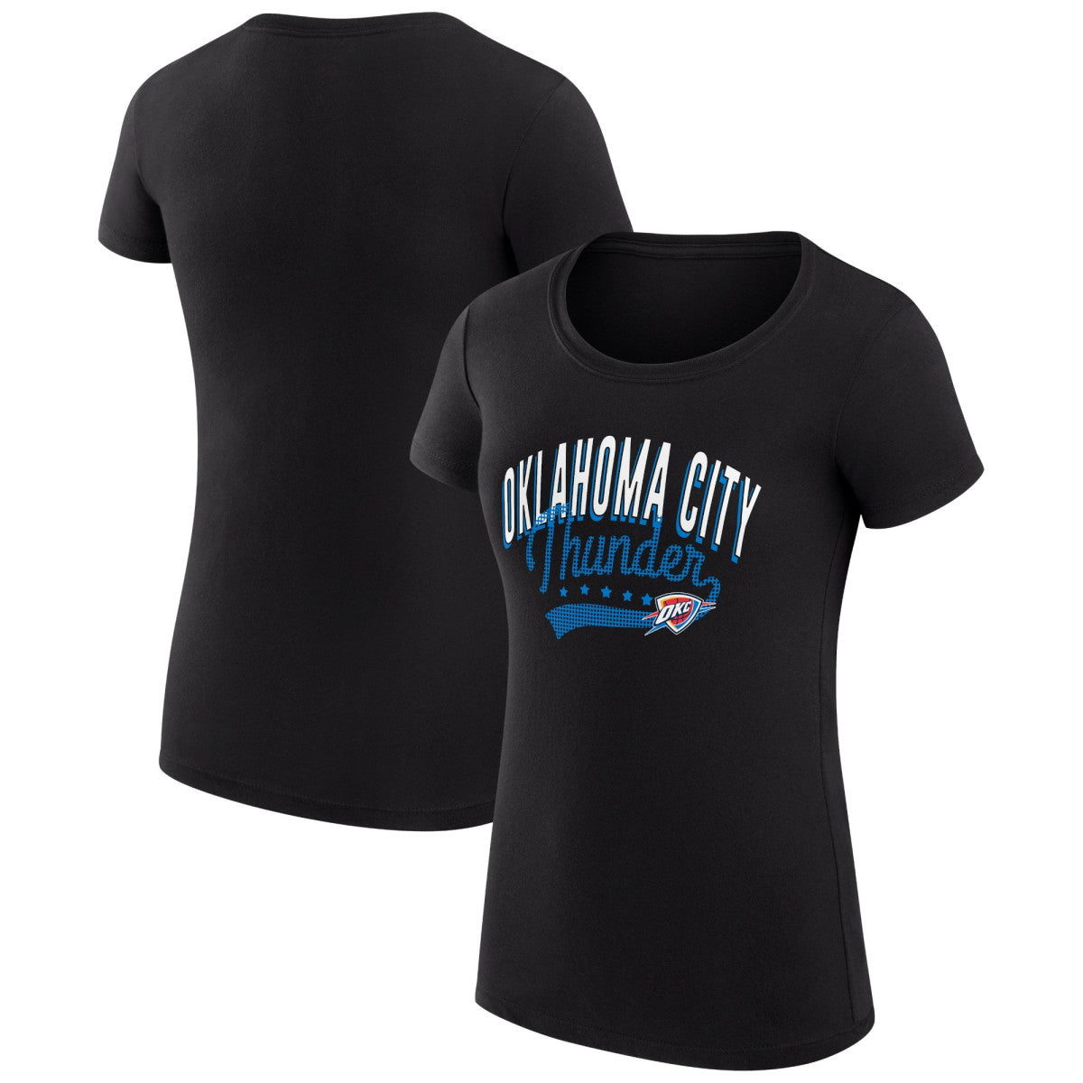 Oklahoma City Thunder G-III 4Her by Carl Banks Women's Super-Slim Fit Lightweight Filigree Logo T-Shirt - Black - NBA