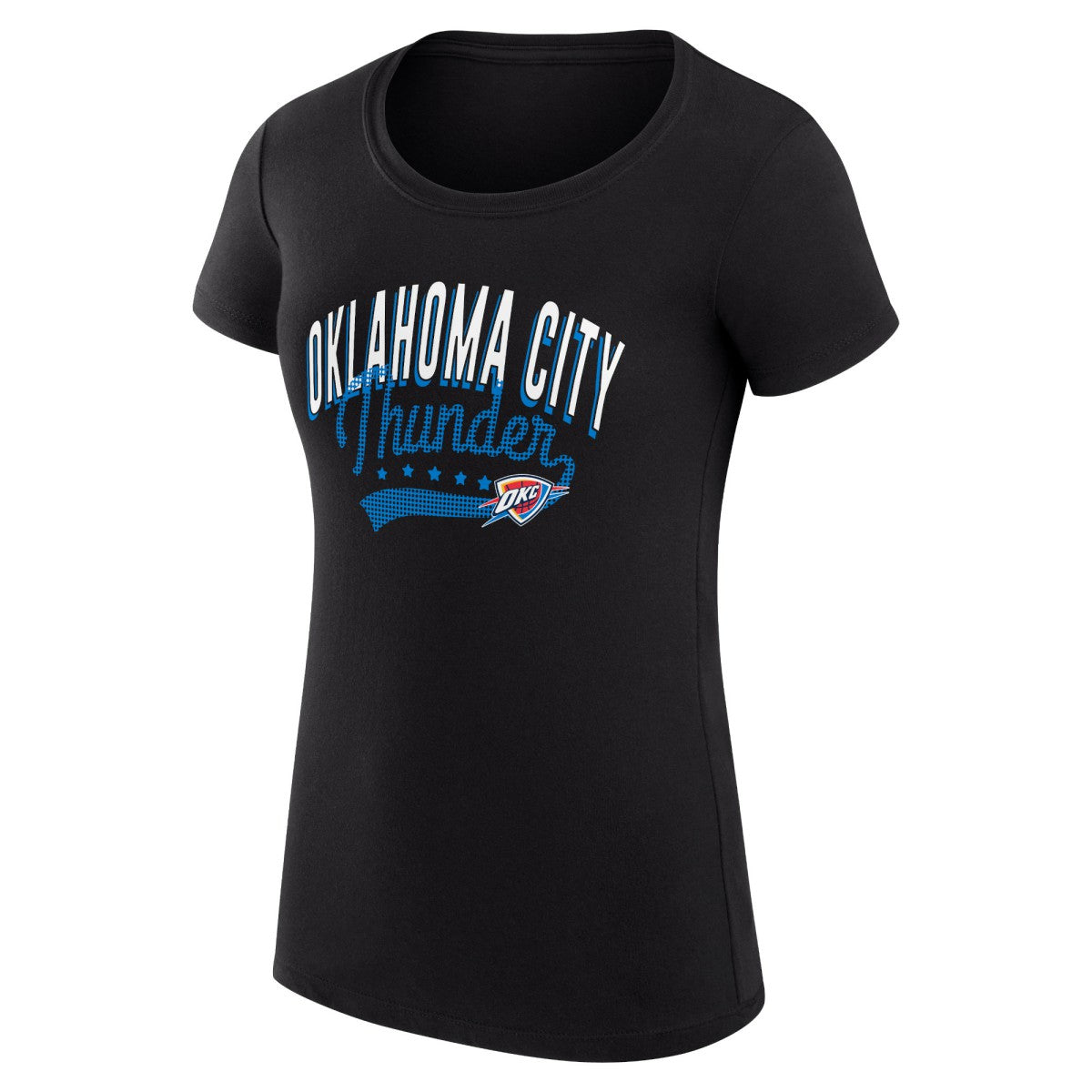 Oklahoma City Thunder G-III 4Her by Carl Banks Women's Super-Slim Fit Lightweight Filigree Logo T-Shirt - Black - NBA