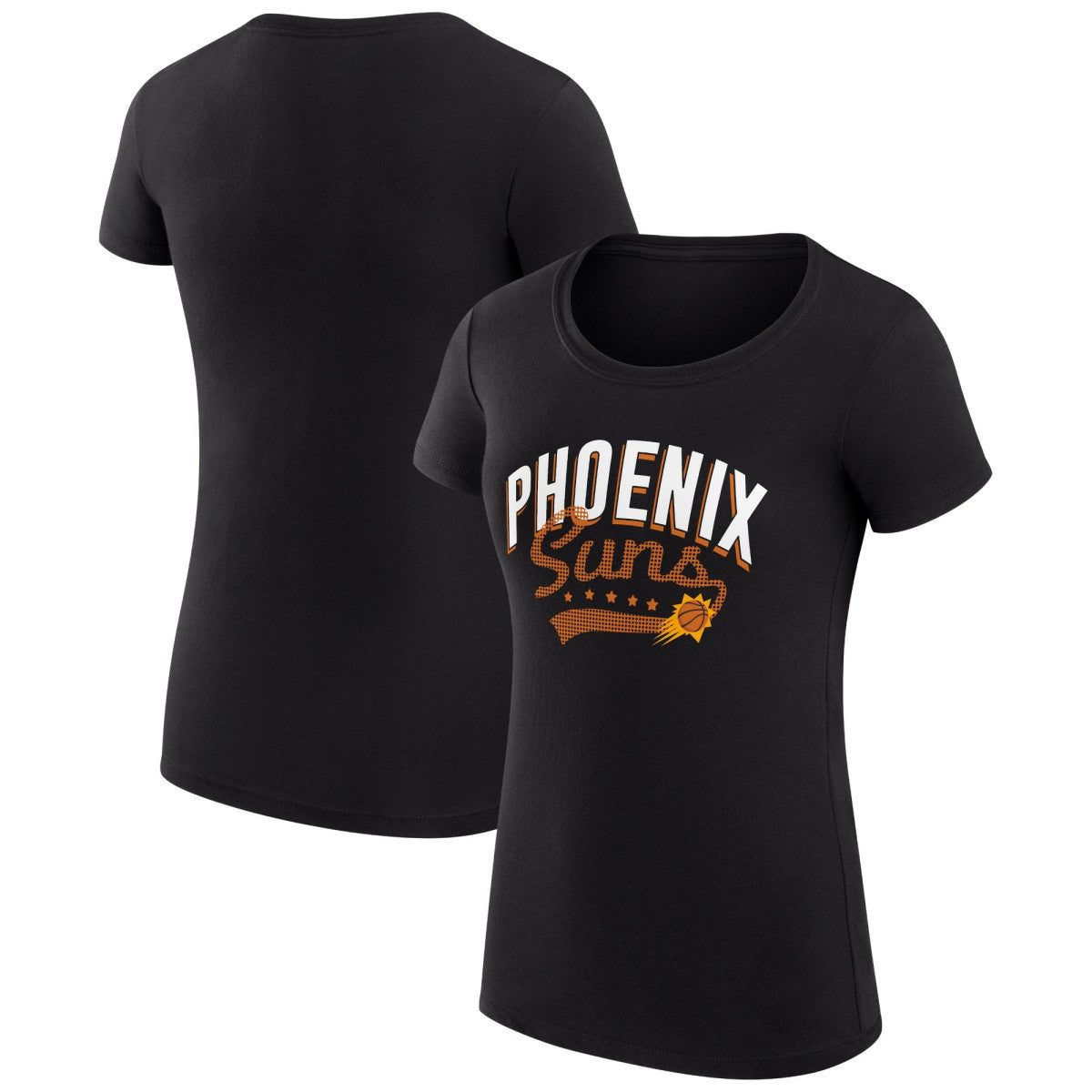 Phoenix Suns G-III 4Her by Carl Banks Women's Super-Slim Fit Lightweight Filigree Logo T-Shirt - Black - NBA