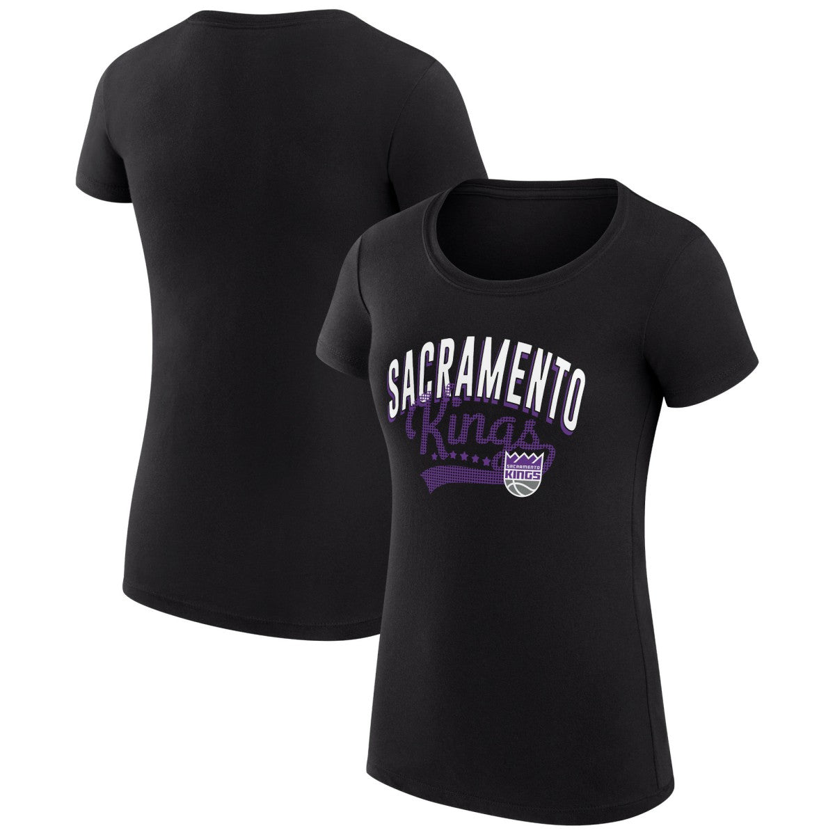 Sacramento Kings G-III 4Her by Carl Banks Women's Super-Slim Fit Lightweight Filigree Logo T-Shirt - Black - NBA