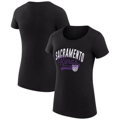 Sacramento Kings G-III 4Her by Carl Banks Women's Super-Slim Fit Lightweight Filigree Logo T-Shirt - Black - NBA