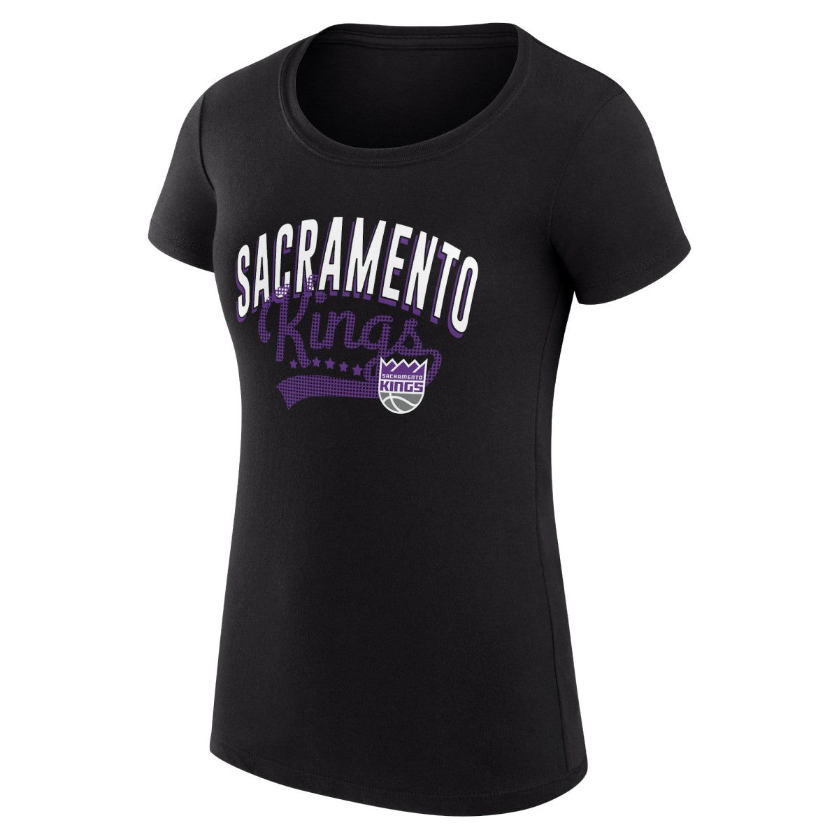 Sacramento Kings G-III 4Her by Carl Banks Women's Super-Slim Fit Lightweight Filigree Logo T-Shirt - Black - NBA