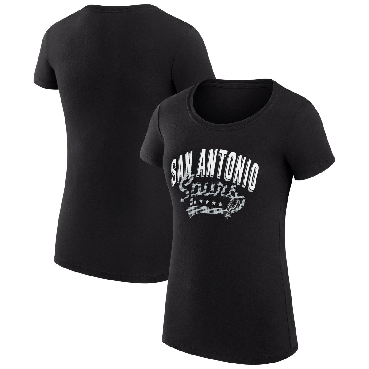 San Antonio Spurs G-III 4Her by Carl Banks Women's Super-Slim Fit Lightweight Filigree Logo T-Shirt - Black - NBA