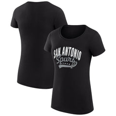 San Antonio Spurs G-III 4Her by Carl Banks Women's Super-Slim Fit Lightweight Filigree Logo T-Shirt - Black - NBA