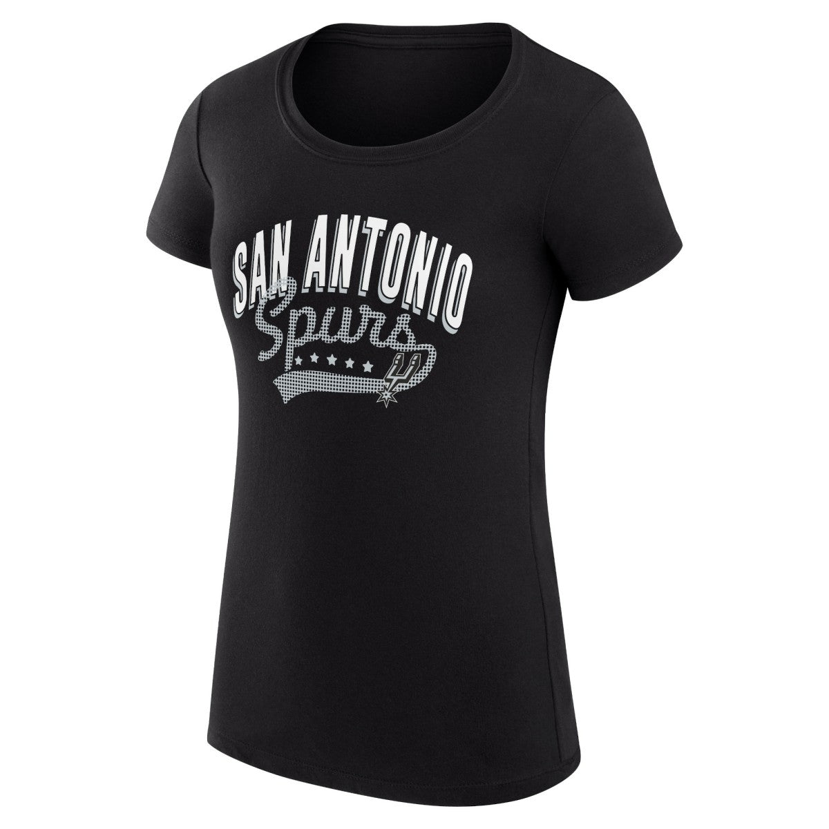 San Antonio Spurs G-III 4Her by Carl Banks Women's Super-Slim Fit Lightweight Filigree Logo T-Shirt - Black - NBA