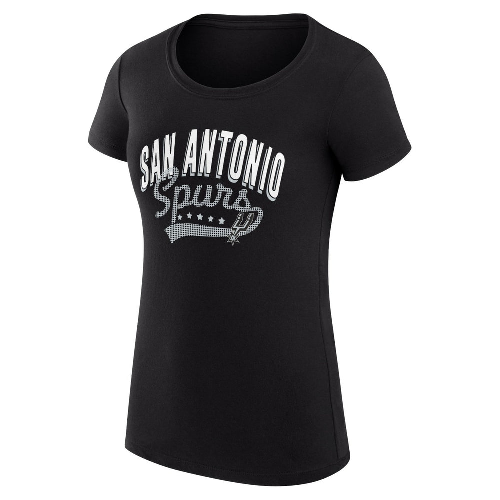 San Antonio Spurs G-III 4Her by Carl Banks Women's Super-Slim Fit Lightweight Filigree Logo T-Shirt - Black - NBA