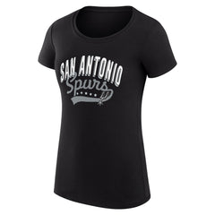 San Antonio Spurs G-III 4Her by Carl Banks Women's Super-Slim Fit Lightweight Filigree Logo T-Shirt - Black - NBA