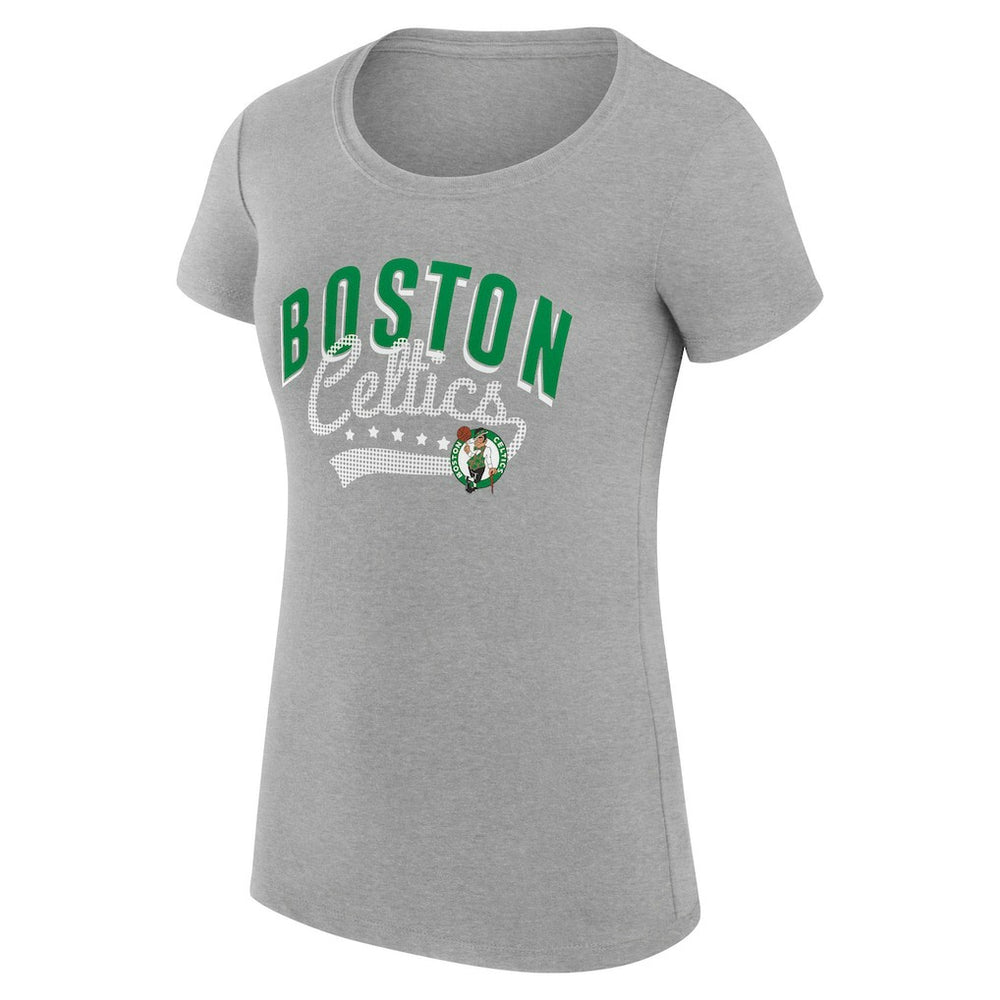 Boston Celtics G-III 4Her by Carl Banks Women's Super-Slim Fit Lightweight Filigree Logo T-Shirt - Heather Gray - NBA