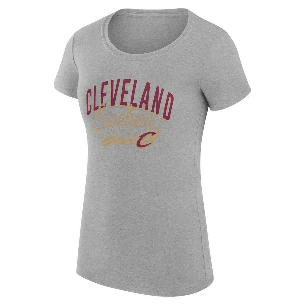 Cleveland Cavaliers G-III 4Her by Carl Banks Women's Super-Slim Fit Lightweight Filigree Logo T-Shirt - Heather Gray - NBA