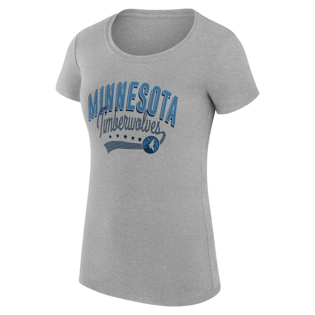 Minnesota Timberwolves G-III 4Her by Carl Banks Women's Super-Slim Fit Lightweight Filigree Logo T-Shirt - Heather Gray - NBA