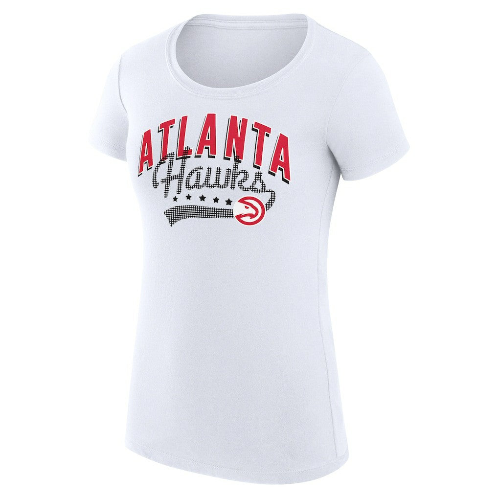 Atlanta Hawks G-III 4Her by Carl Banks Women's Super-Slim Fit Lightweight Filigree Logo T-Shirt - White - NBA