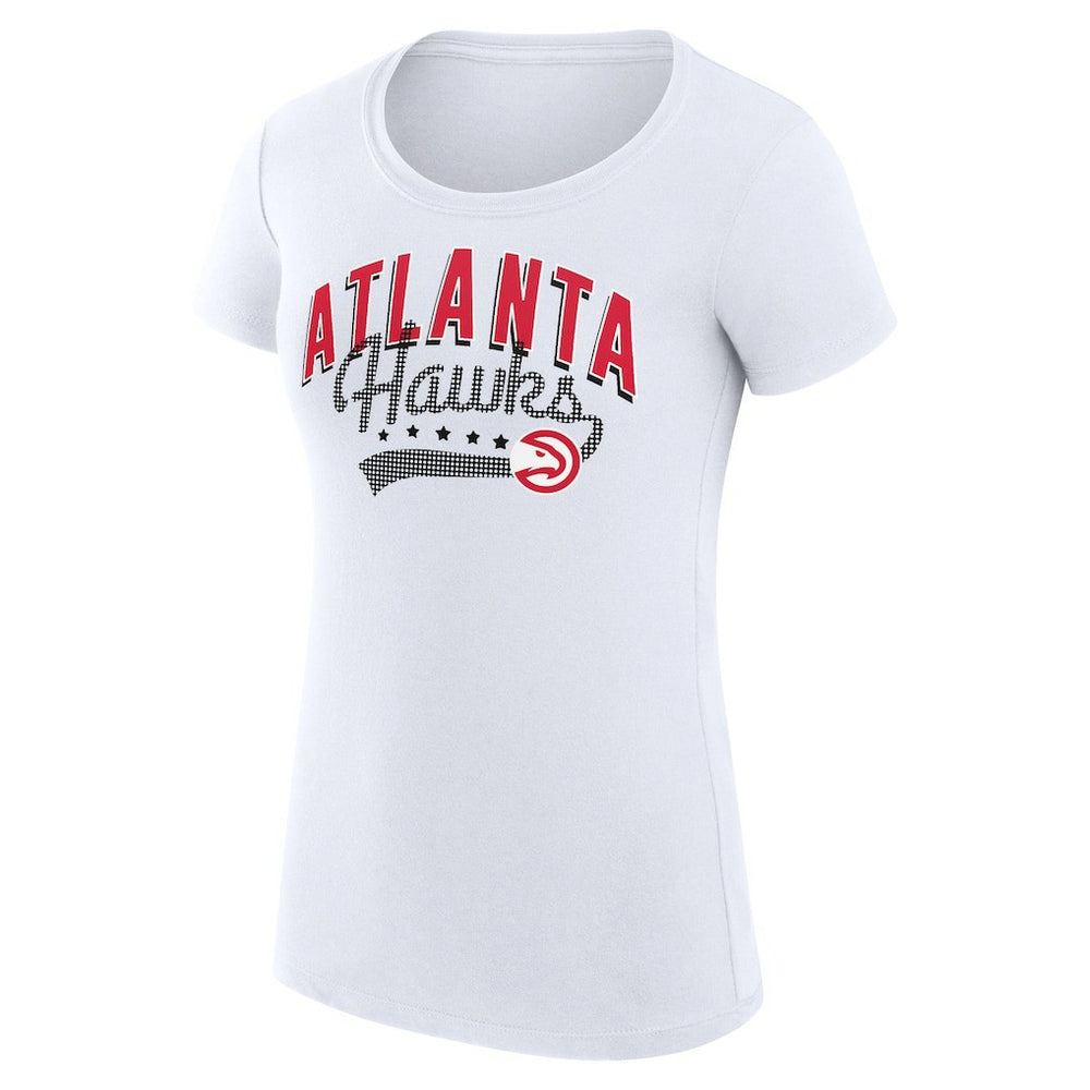 Atlanta Hawks G-III 4Her by Carl Banks Women's Super-Slim Fit Lightweight Filigree Logo T-Shirt - White - NBA