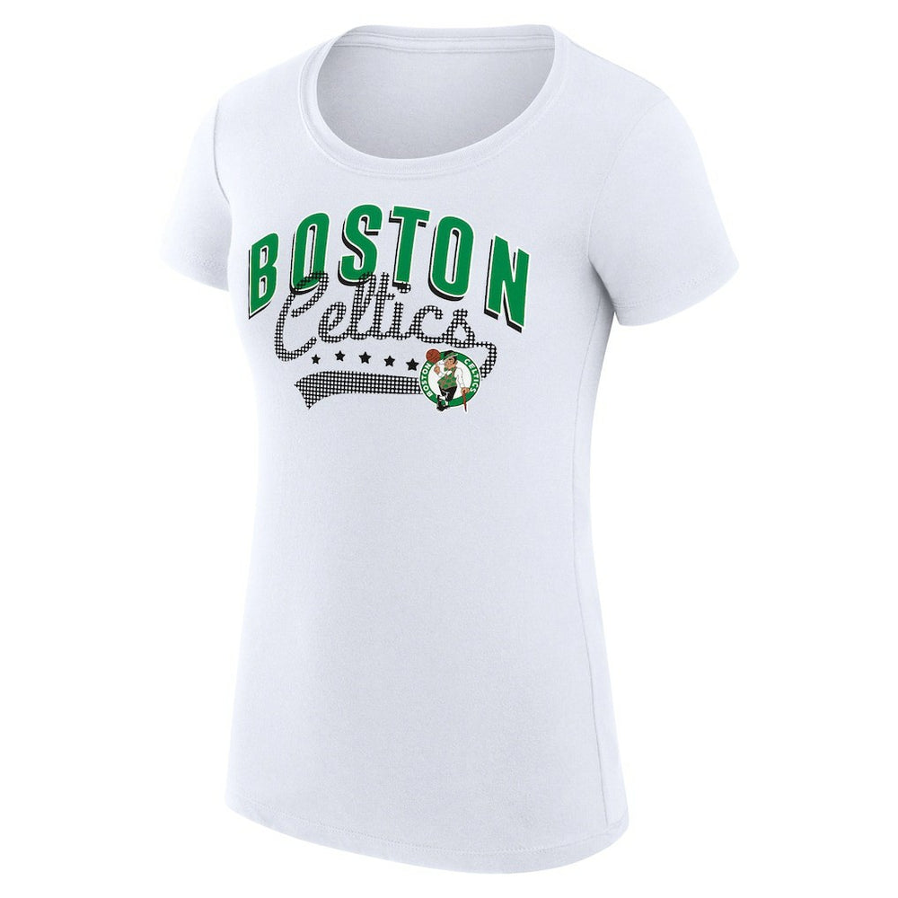 Boston Celtics G-III 4Her by Carl Banks Women's Super-Slim Fit Lightweight Filigree Logo T-Shirt - White - NBA