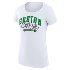 Boston Celtics G-III 4Her by Carl Banks Women's Super-Slim Fit Lightweight Filigree Logo T-Shirt - White - NBA