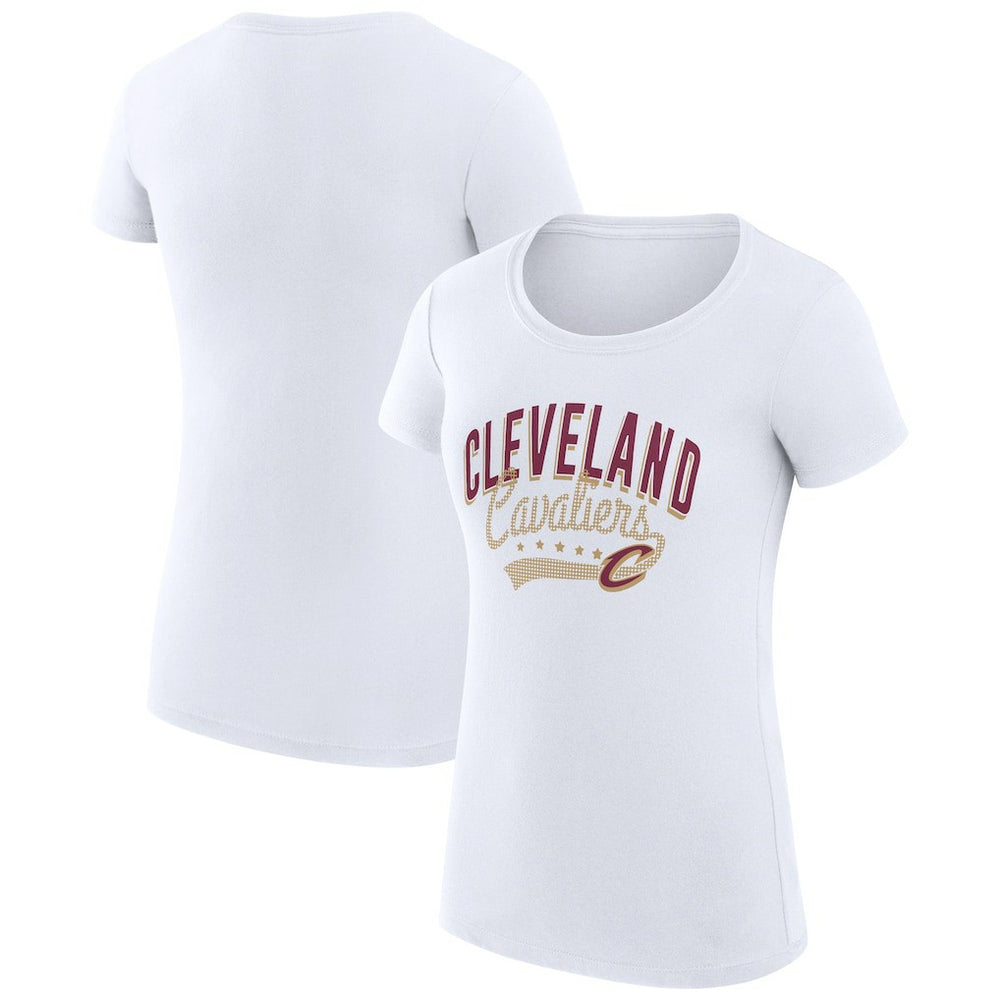 Cleveland Cavaliers G-III 4Her by Carl Banks Women's Super-Slim Fit Lightweight Filigree Logo T-Shirt - White - NBA