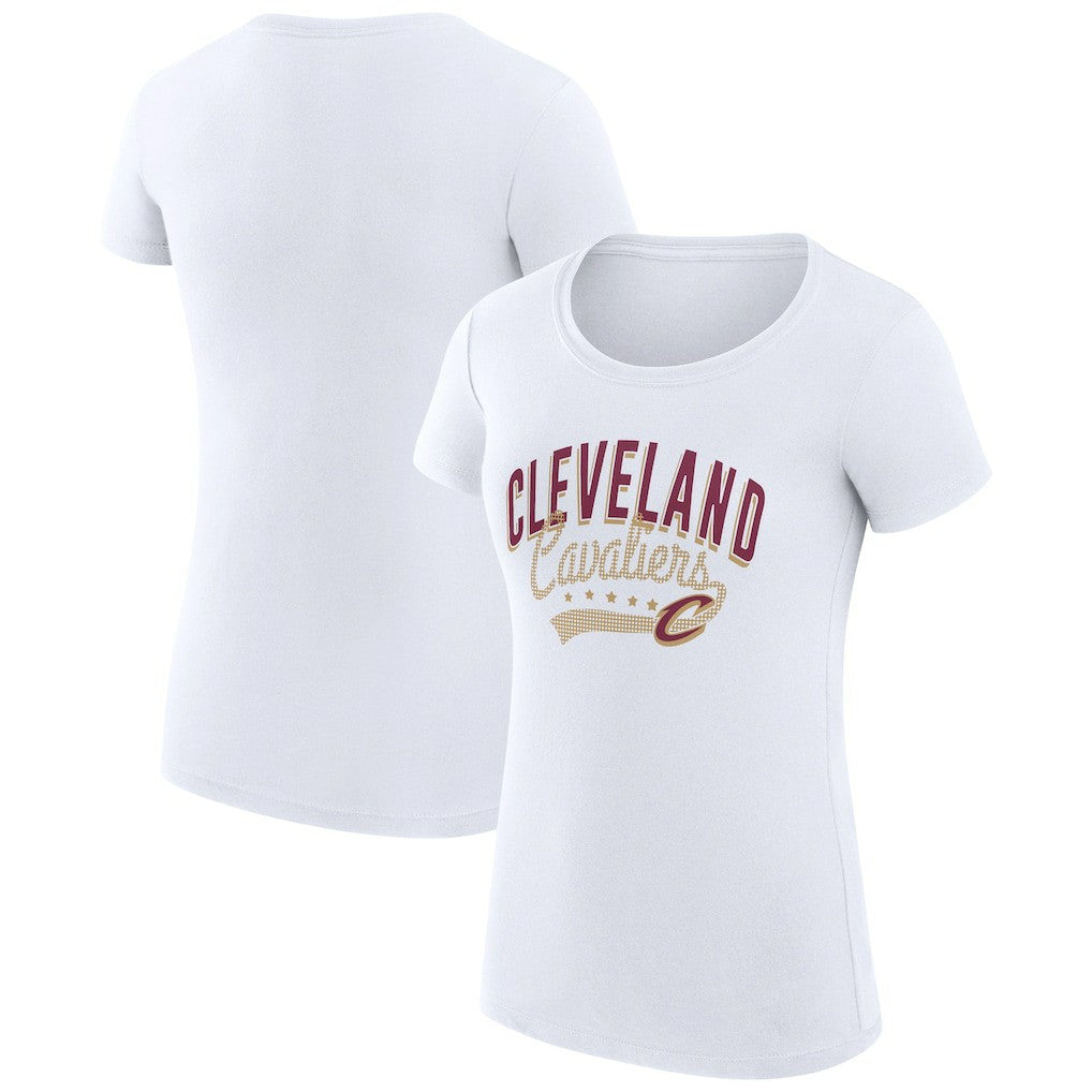Cleveland Cavaliers G-III 4Her by Carl Banks Women's Super-Slim Fit Lightweight Filigree Logo T-Shirt - White - NBA