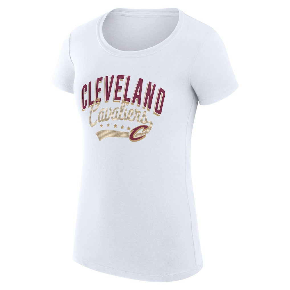 Cleveland Cavaliers G-III 4Her by Carl Banks Women's Super-Slim Fit Lightweight Filigree Logo T-Shirt - White - NBA