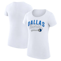 Dallas Mavericks G-III 4Her by Carl Banks Women's Super-Slim Fit Lightweight Filigree Logo T-Shirt - White - NBA