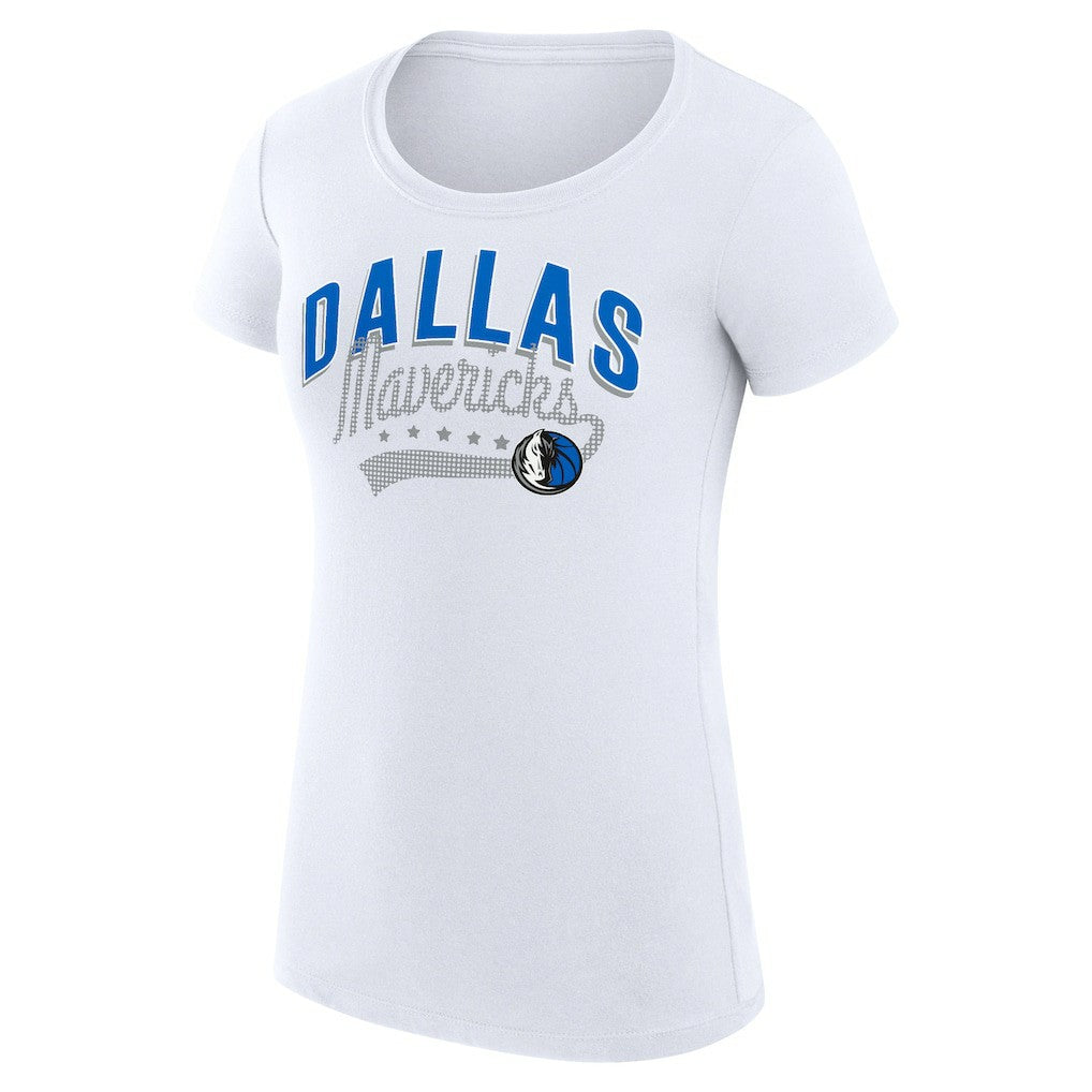 Dallas Mavericks G-III 4Her by Carl Banks Women's Super-Slim Fit Lightweight Filigree Logo T-Shirt - White - NBA
