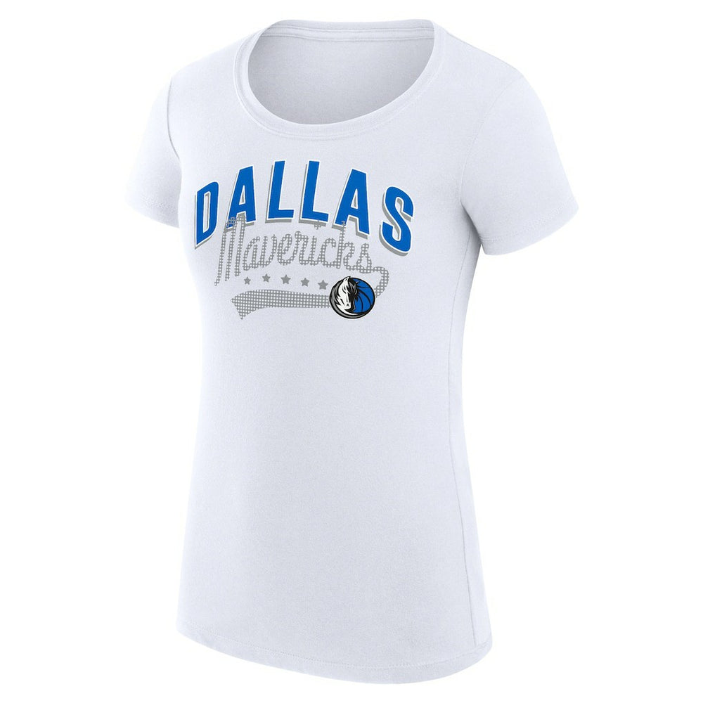 Dallas Mavericks G-III 4Her by Carl Banks Women's Super-Slim Fit Lightweight Filigree Logo T-Shirt - White - NBA