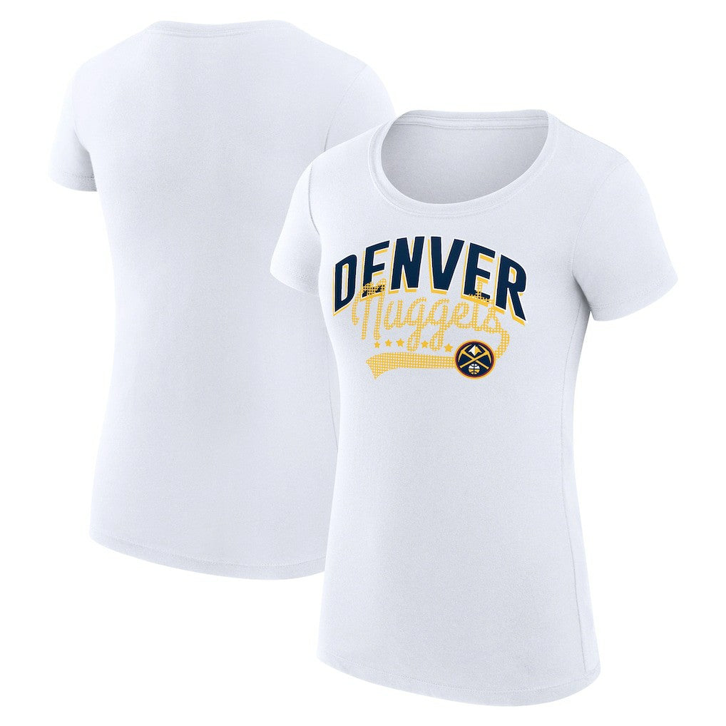 Denver Nuggets G-III 4Her by Carl Banks Women's Super-Slim Fit Lightweight Filigree Logo T-Shirt - White - NBA