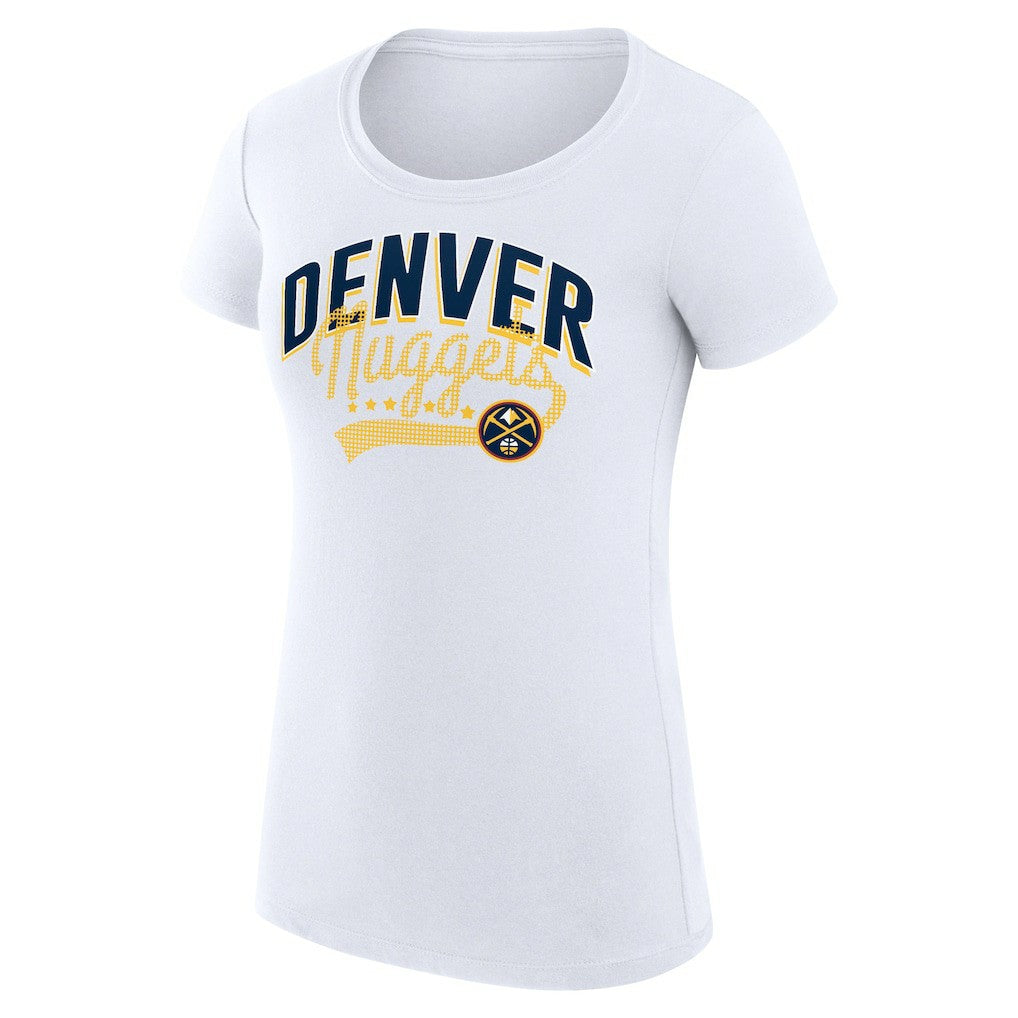 Denver Nuggets G-III 4Her by Carl Banks Women's Super-Slim Fit Lightweight Filigree Logo T-Shirt - White - NBA
