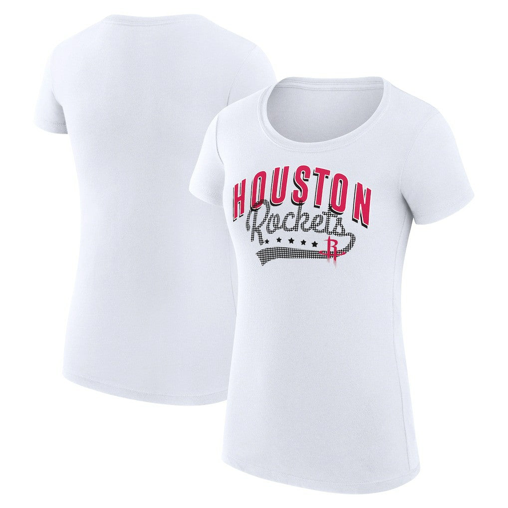 Houston Rockets G-III 4Her by Carl Banks Women's Super-Slim Fit Lightweight Filigree Logo T-Shirt - White - NBA