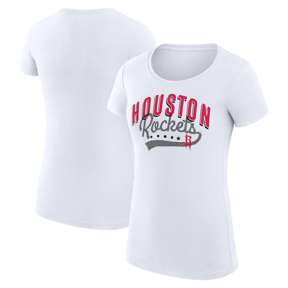 Houston Rockets G-III 4Her by Carl Banks Women's Super-Slim Fit Lightweight Filigree Logo T-Shirt - White - NBA