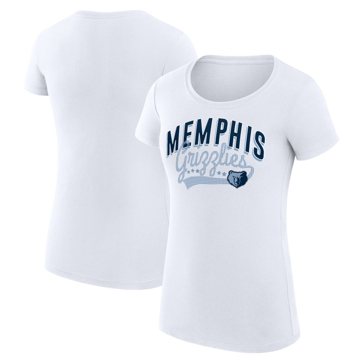 Memphis Grizzlies G-III 4Her by Carl Banks Women's Super-Slim Fit Lightweight Filigree Logo T-Shirt - White - NBA