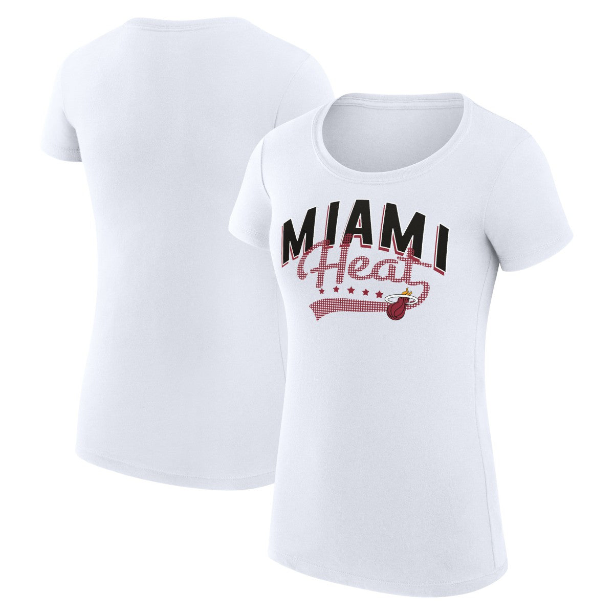 Miami Heat G-III 4Her by Carl Banks Women's Super-Slim Fit Lightweight Filigree Logo T-Shirt - White - NBA