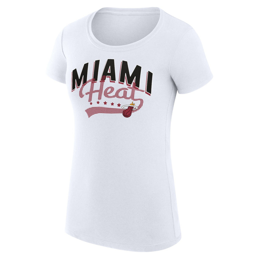 Miami Heat G-III 4Her by Carl Banks Women's Super-Slim Fit Lightweight Filigree Logo T-Shirt - White - NBA