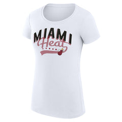 Miami Heat G-III 4Her by Carl Banks Women's Super-Slim Fit Lightweight Filigree Logo T-Shirt - White - NBA